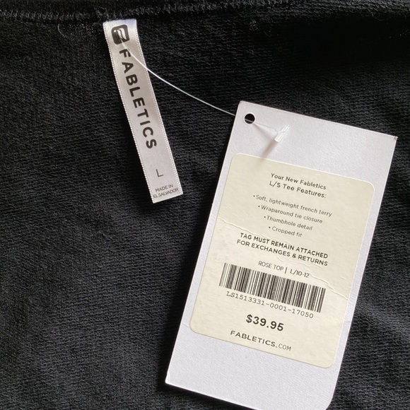 Fabletics ‘Rose’ French Terry Wrap Tie Yoga Top Black Large NWT - Picture 8 of 11